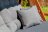 Садовые качели Lyon из массива сосны с серыми подушками в Казани 