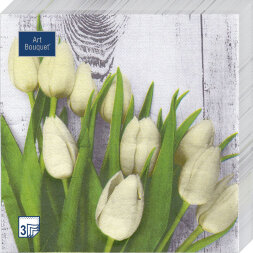 Салфетки Art bouquet бумажные белые тюльпаны 33х33 3сл 20шт