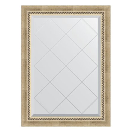 Зеркало с гравировкой в багетной раме Evoform состаренное серебро с плетением 70 мм 63x86 см в Казани 
