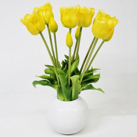 Тюльпаны Конэко-О 10153_х2_10161 в белом кашпо 45 см в Казани 