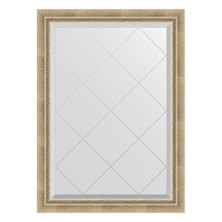 Зеркало с гравировкой в багетной раме Evoform состаренное серебро с плетением 70 мм 73x101 см в Казани 