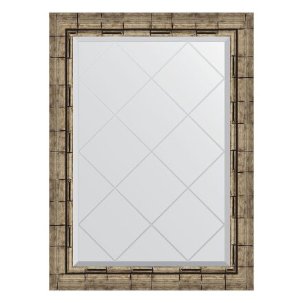 Зеркало с гравировкой в багетной раме Evoform серебряный бамбук 73 мм 63x86 см в Казани 
