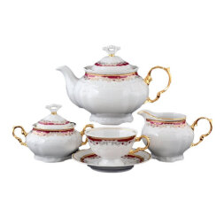 Чайный сервиз Thun 1794 6 персон 9 предметов Красная лилия