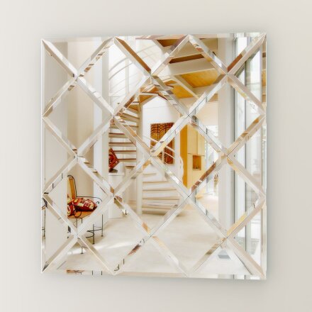 Зеркальная плитка Evoform с фацетом 15 mm - комплект 6 шт квадрат 25х25 см; серебро в Казани 
