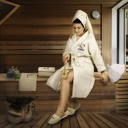Полотенце вафельное Asil sauna beige 150x200 в Казани 