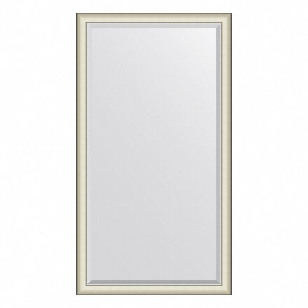 Зеркало напольное с фацетом в багетной раме Evoform белая кожа с хромом 78 мм 109х200 см в Казани 