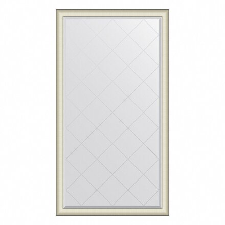 Зеркало напольное с гравировкой в багетной раме Evoform белая кожа с хромом 78 мм 109х200 см в Казани 