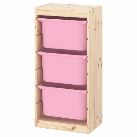 Ящик для хранения с контейнерами TROFAST 3Б розовый Икеа в Казани 