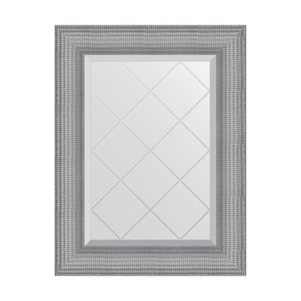 Зеркало с гравировкой в багетной раме Evoform серебряная кольчуга 88 мм 57x74 см в Казани 