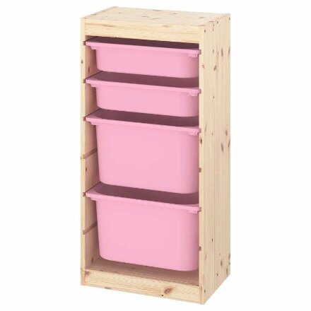 Ящик для хранения с контейнерами TROFAST 2М/2Б розовый Икеа в Казани 