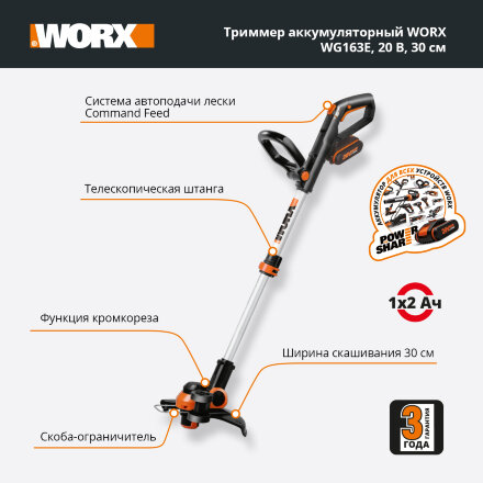 Триммер WORX WG163E.9 без АКБ и ЗУ в Казани 