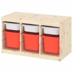 Ящик для хранения с контейнерами TROFAST 3М/3Б белый/красный Икеа