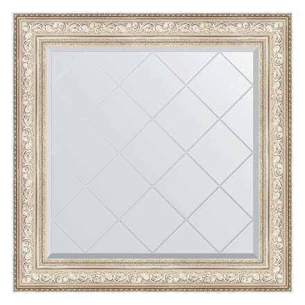 Зеркало с гравировкой в багетной раме Evoform виньетка серебро 109 мм 90x90 см в Казани 