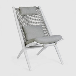 Кресло Bizzotto Aloha белое с подушками 66х84х98 см