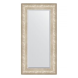 Зеркало с фацетом в багетной раме Evoform виньетка серебро 109 мм 60х120 см