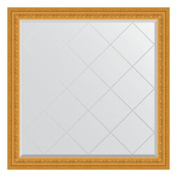 Зеркало с гравировкой в багетной раме Evoform сусальное золото 80 мм 105x105 см