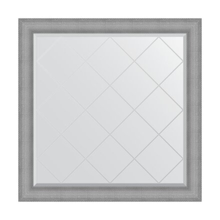 Зеркало с гравировкой в багетной раме Evoform серебряная кольчуга 88 мм 107x107 см в Казани 
