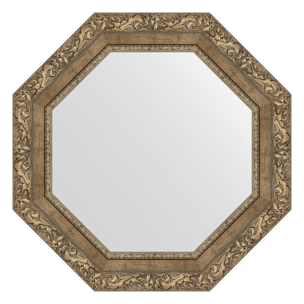 Зеркало в багетной раме Evoform виньетка античная латунь 85 мм 60x60 см в Казани 