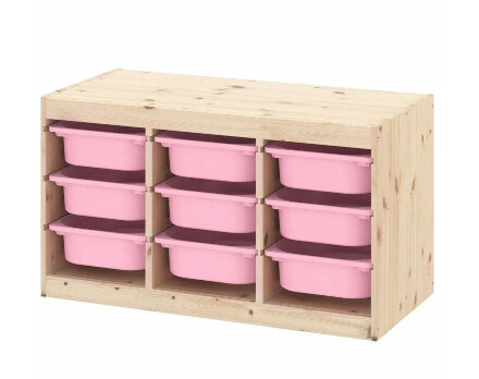 Ящик для хранения с контейнерами TROFAST 9М розовый Икеа в Казани 