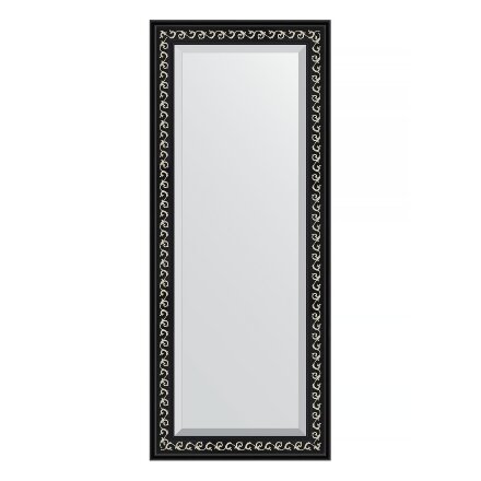 Зеркало с фацетом в багетной раме Evoform черный ардеко 81 мм 60х145 см в Казани 