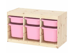 Ящик для хранения с контейнерами TROFAST 3М/3Б розовый Икеа