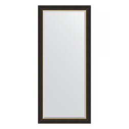 Зеркало с фацетом в багетной раме Evoform черное дерево с золотом 71 мм 74x164 см