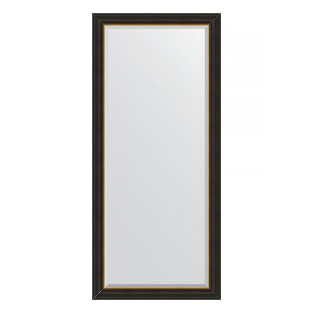 Зеркало с фацетом в багетной раме Evoform черное дерево с золотом 71 мм 74x164 см в Казани 