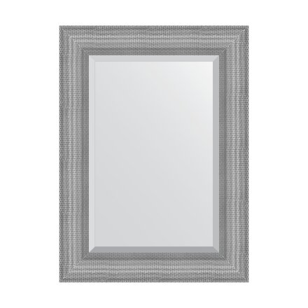 Зеркало с фацетом в багетной раме Evoform серебряная кольчуга 88 мм 57x77 см в Казани 
