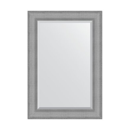 Зеркало с фацетом в багетной раме Evoform серебряная кольчуга 88 мм 67x97 см в Казани 