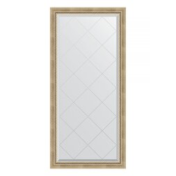 Зеркало с гравировкой в багетной раме Evoform состаренное серебро с плетением 70 мм 73x155 см
