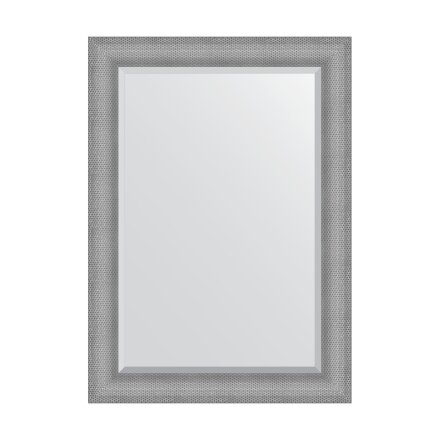Зеркало с фацетом в багетной раме Evoform серебряная кольчуга 88 мм 77x107 см в Казани 