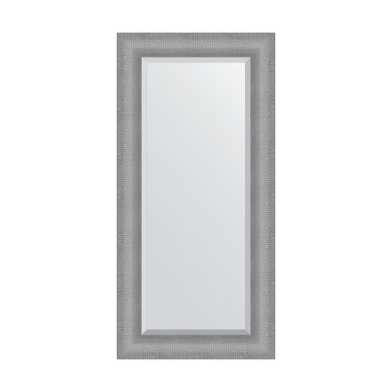 Зеркало с фацетом в багетной раме Evoform серебряная кольчуга 88 мм 57x117 см в Казани 