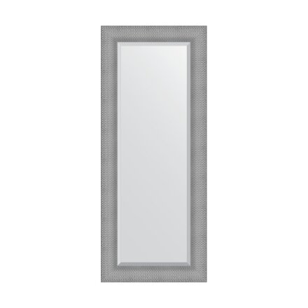Зеркало с фацетом в багетной раме Evoform серебряная кольчуга 88 мм 57x137 см в Казани 