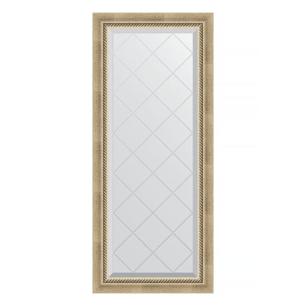 Зеркало с гравировкой в багетной раме Evoform состаренное серебро с плетением 70 мм 53x123 см в Казани 