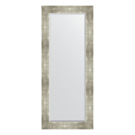 Зеркало с фацетом в багетной раме Evoform алюминий 90 мм 61х146 см в Казани 