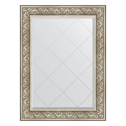 Зеркало с гравировкой в багетной раме Evoform барокко серебро 106 мм 80x107 см в Казани 