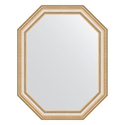 Зеркало в багетной раме Evoform золотые бусы на серебре 60 мм 56x71 см