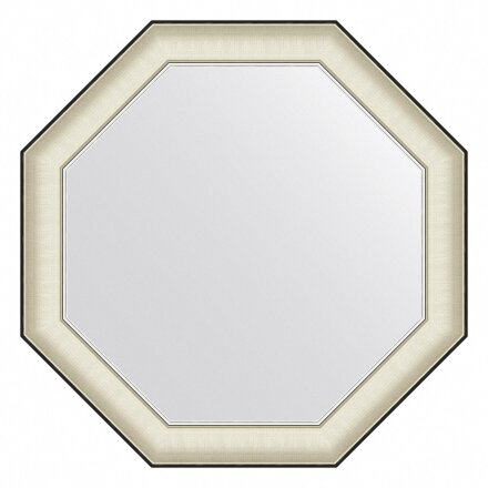 Зеркало в багетной раме Evoform белая кожа с хромом 78 мм 74х74 см в Казани 