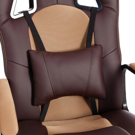 Кресло компьютерное TC Driver искусственная кожа коричневое с бронзовым 55х49х126 см в Казани 