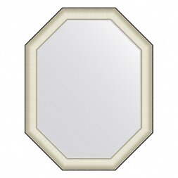 Зеркало в багетной раме Evoform белая кожа с хромом 78 мм 74х94 см