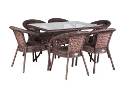 Комплект DECO PLUS 6 с прямоугольным столом коричневый