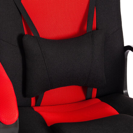 Кресло компьютерное TC Driver ткань чёрное с красным 55х49х126 см в Казани 