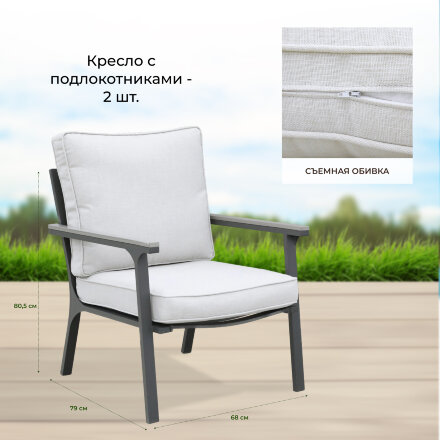 Комплект мебели Greenpatio серый с белым 4 предмета в Казани 