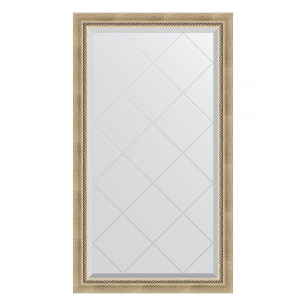 Зеркало с гравировкой в багетной раме Evoform состаренное серебро с плетением 70 мм 73x128 см в Казани 