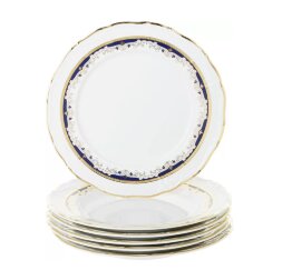 Набор тарелок мелких Thun Мария Луиза синий декор 25 см 6 шт.