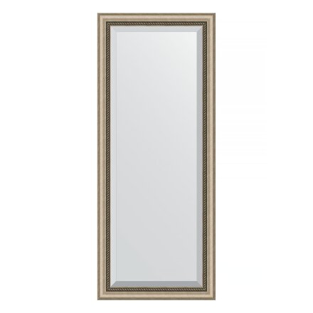 Зеркало с фацетом в багетной раме Evoform состаренное серебро с плетением 70 мм 63х153 см в Казани 