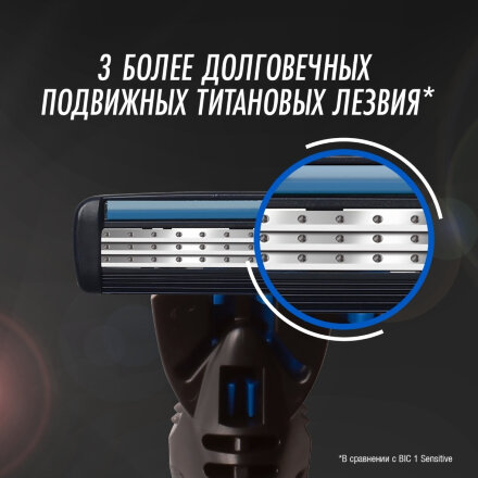 Бритва мужская Bic Hybrid 3 Flex Sensitive с 2 сменными кассетами в Казани 