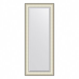 Зеркало с фацетом в багетной раме Evoform белая кожа с хромом 78 мм 54х134 см