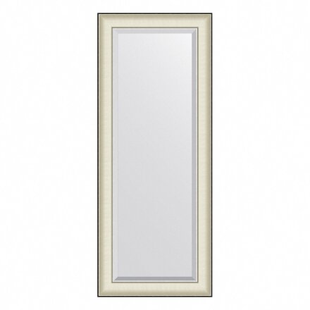 Зеркало с фацетом в багетной раме Evoform белая кожа с хромом 78 мм 54х134 см в Казани 