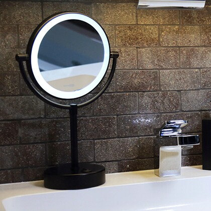 Зеркало с LED-подсветкой двухстороннее, стандартное и с 3-х кратным увеличением K-1005BLACK в Казани 